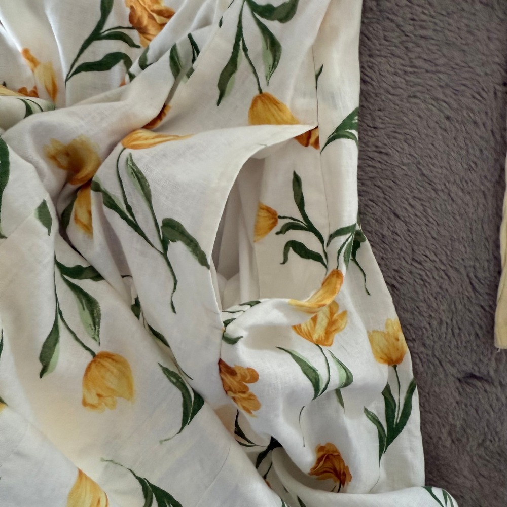 Floral Square-Neck Midi Dress in Yellow Tulip - Picture 6 of 9